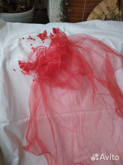 Украшение для девочки корона (фата красная)