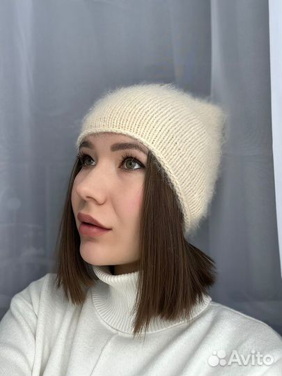 Шапка бини женская пух норки