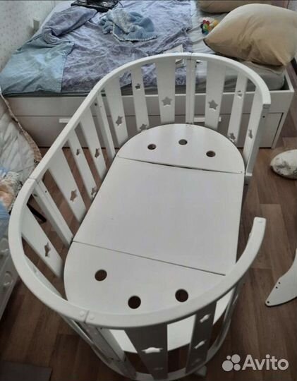 Кроватка трансформер круглая с маятником