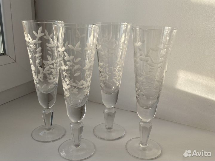 Фужеры весна Е.Рогов, ваза хрустальная винтаж