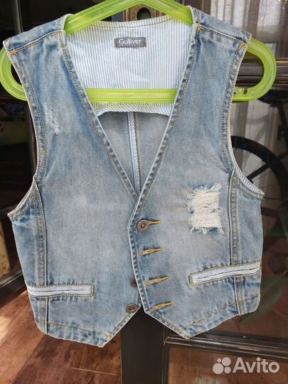Жилетка для мальчика 134 джинсовая