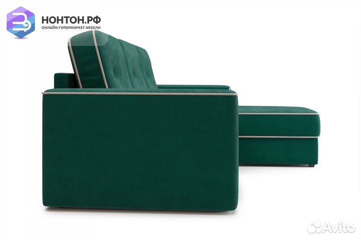 Диван угловой дельфин Берген изумрудный