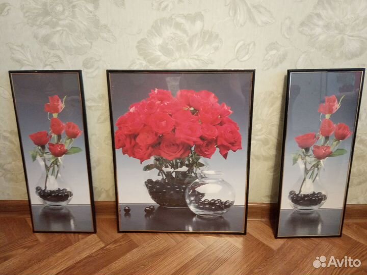Цветочная композиция из трех картин