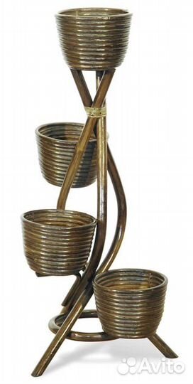 Подставка стойка для цветов ротанг на 4 горшка