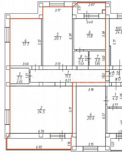 3-к. квартира, 116,1 м², 5/10 эт.