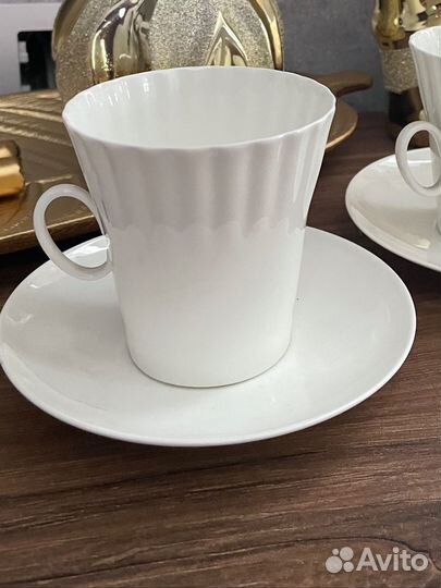 Чашка с блюдцем тонкий костяной фарфор ифз