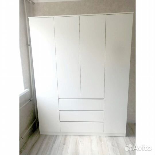 Шкаф белый 4 дверный Мори в стиле икеа