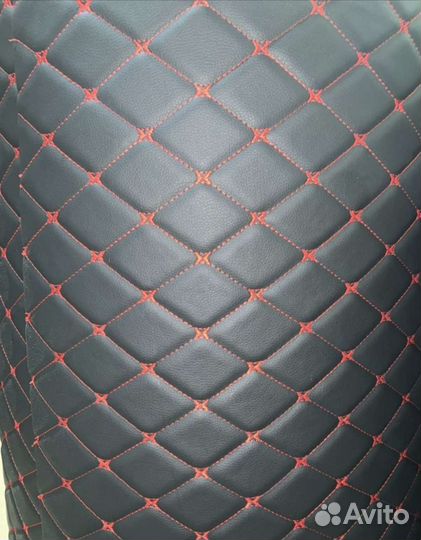 Экокожа стеганная ромб красная строчка
