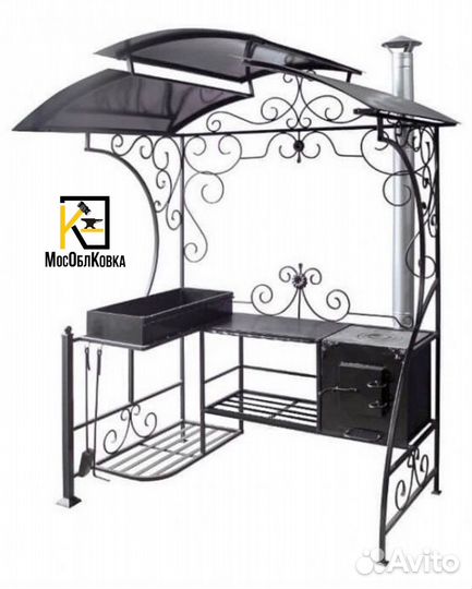 Кованый мангал с казаном