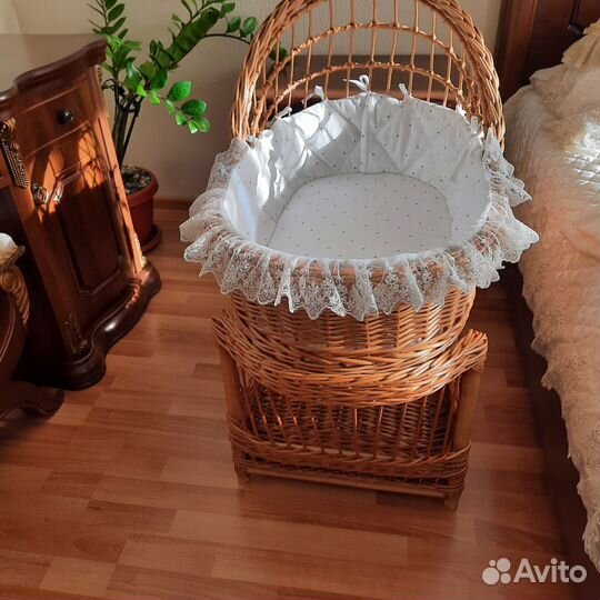 Детская люлька колыбель плетеная