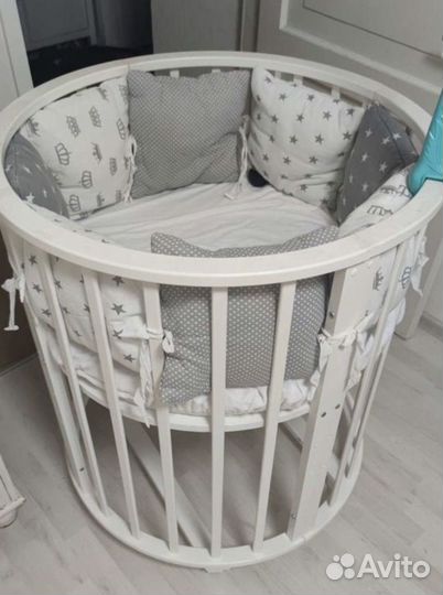 Детская кроватка трансформер круглая
