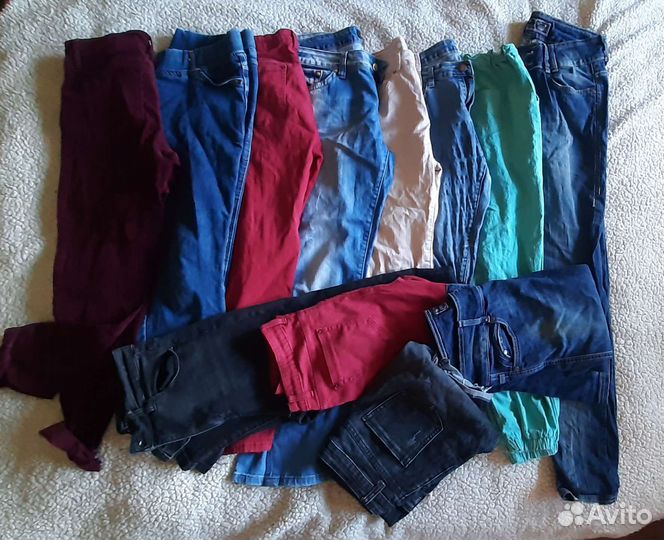 Джинсы для поделок, цвнтные и синие, много