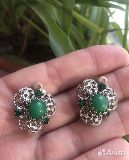 Клипсы серьги Чехия винтаж