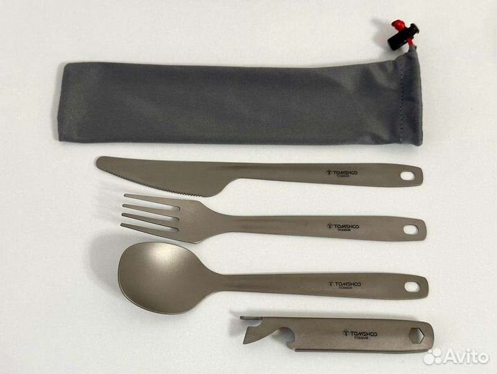 Походный набор приборов 4в1 титан ложка вилка нож