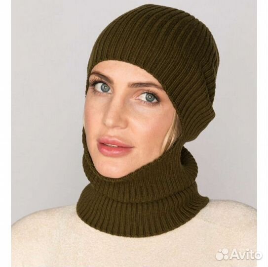 Балаклава вязаная, женская, зимняя