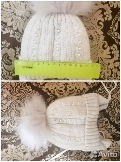 Шапки зимние для девочки 9-12 мес