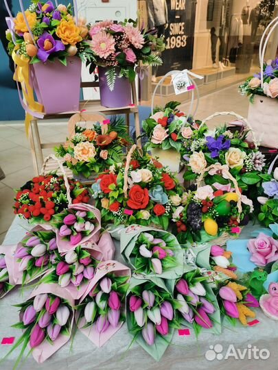 Букеты, 8марта,цветы,мыло