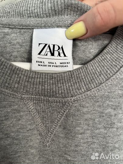 Джемпер свитшот Zara серый L хлопковый