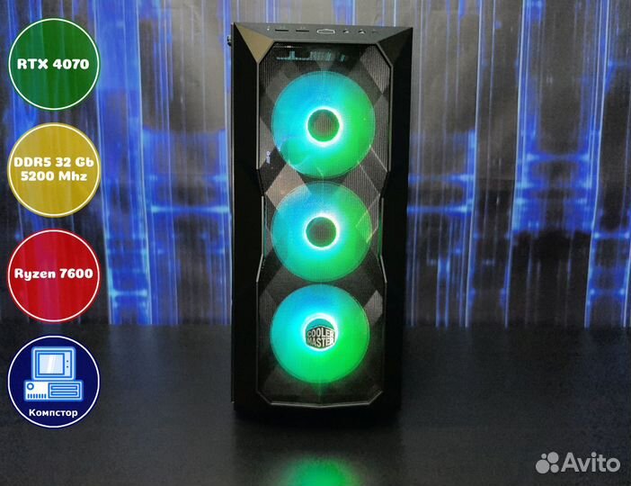 Сборка мощного пк AMD7600-RTX4070-32DDR5-GCD36-A620