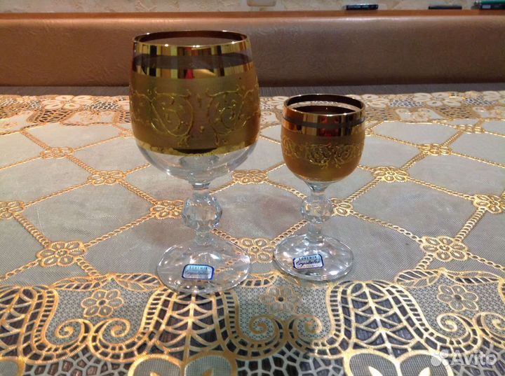 Набор бокалов и рюмок из Богемской стекла