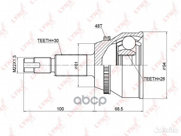 Шрус наружный перед прав/лев CO3759A lynxauto