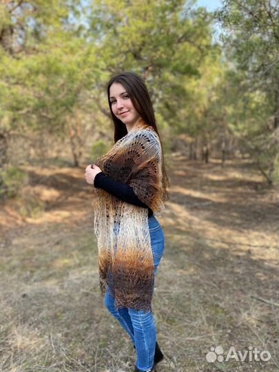 Палантин Ажурный пуховый из козьего пуха Подарок