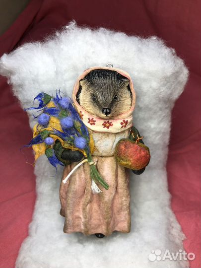 Ватная елочная игрушка ручная работа