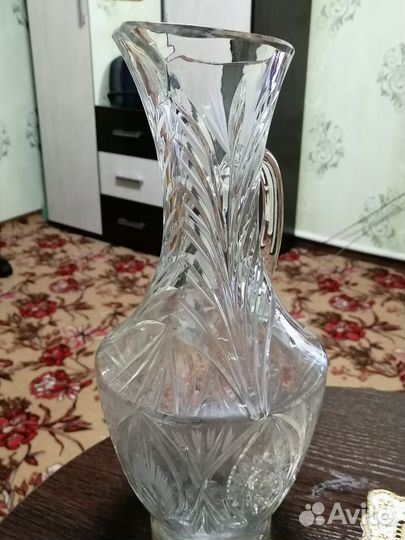Кувшин винтаж стекло, хрусталь, 37см