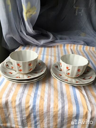 Чайные чашки с блюдцами Вербилки СССР
