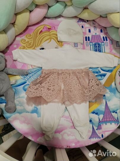 Комплект на выписку комбинезон - платье 56 р