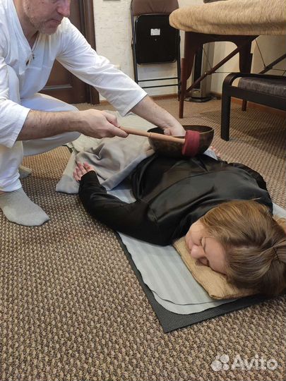 Контактный + звуковой вибромассаж тибетской чашей