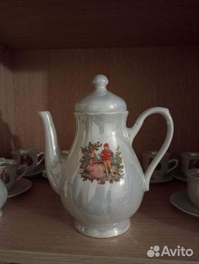 Кофейный сервиз СССР перламутровый пастушка