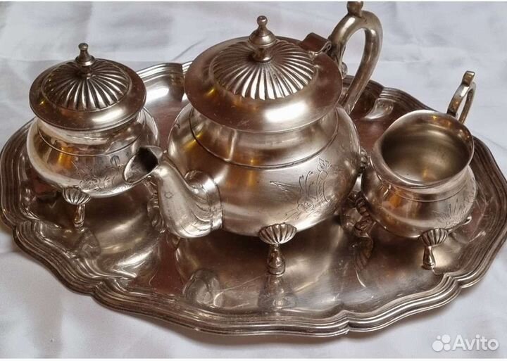Сервиз чайный чайник сахарница серебрение Англия