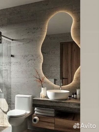 Зеркало дизайнерское ассиметричное с подсветкой