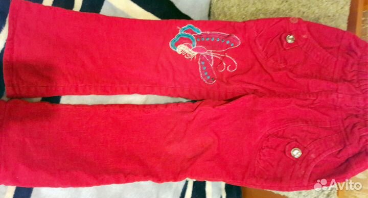 Вельветовые утепленые штаны на девочку