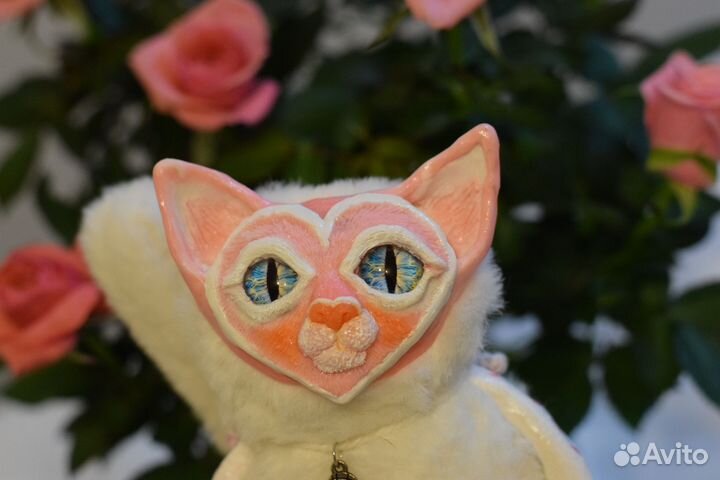 Игрушка Котенок Валентинка ручной работы