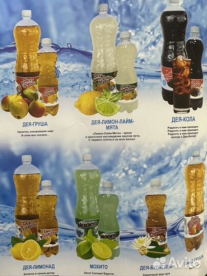 Минеральные воды, лимонады и энергетики