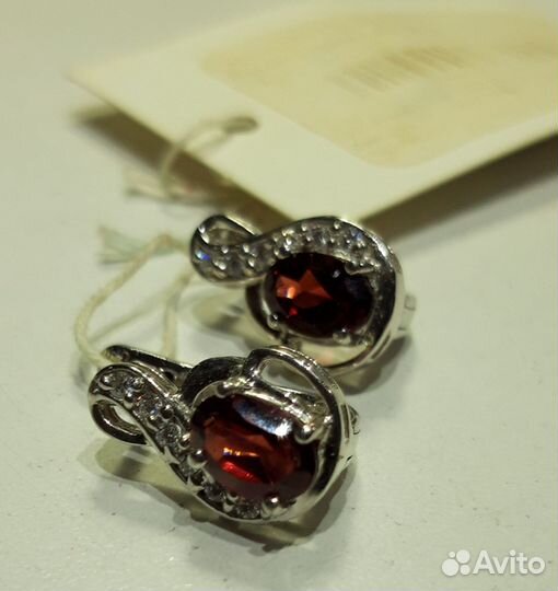 Серьги серебро 925, гранат, новые