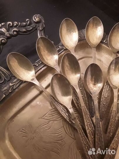 Ложки чайные мельхиор золочение 18 штук