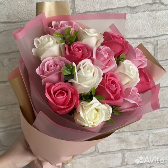 Букет из 15 мыльных роз