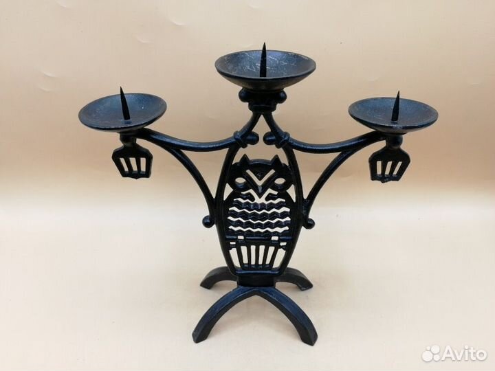 Куса Касли литье Подсвечник на 3 свечи Сова 23 см