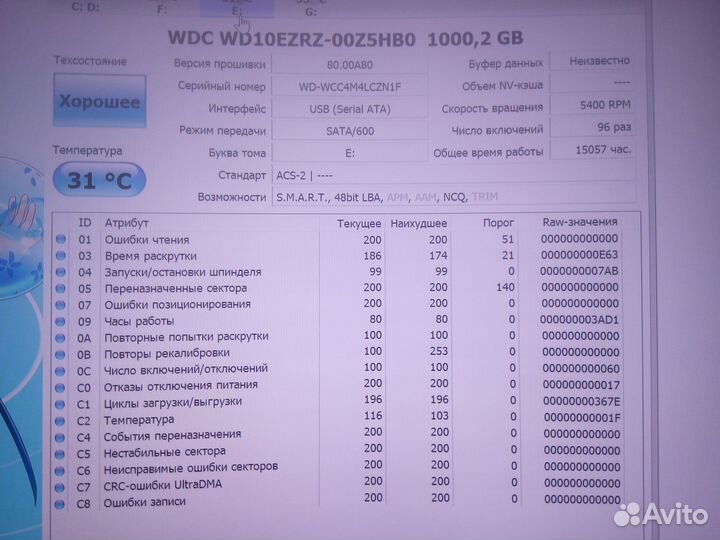 Жесткий диск 1 тб Western Digital (WD10ezrz)
