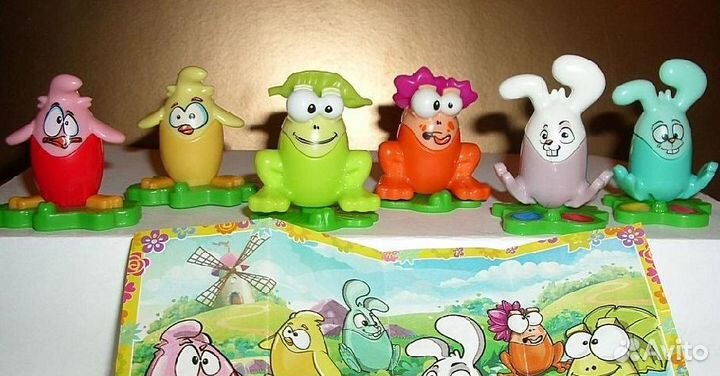 Киндер пасхальные цыплята лягушки, бархатные зайцы