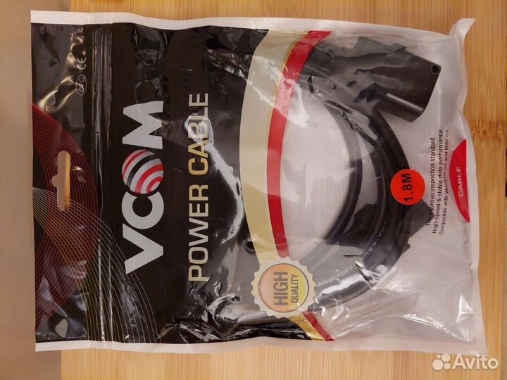 Кабель питания для ибп 1,8м vcom CE001-CU0.75-1.8M