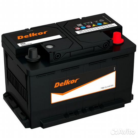 Аккумулятор автомобильный delkor 75SR+