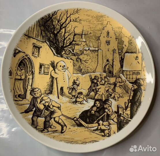 Немецкая Редкая Настенная Тарелка. Фарфор. Зима