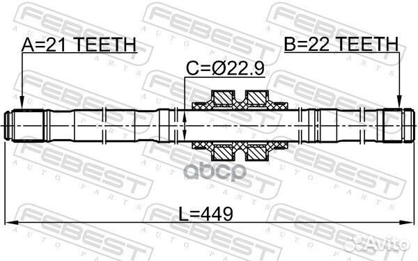 Полуось левая 21X448.4X22 подходит для nissan N