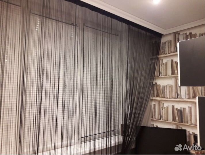 Нитяные шторы (кисея ) чёрная