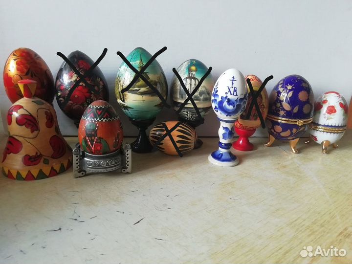 Яйца пасхальные деревянные, фарфор