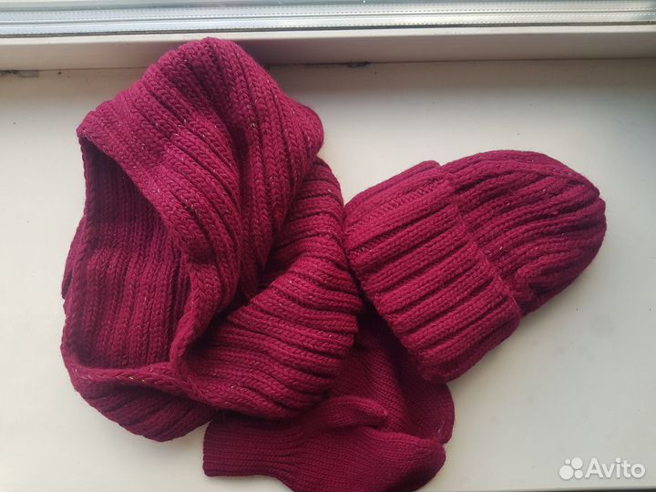 Шапка снуд варежки